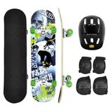 Skate Infantil Com Kit De Proteção E Bolsa Estampas Variadas