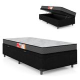 Cama Box Baú Solteiro Colchão Esplanada Cinza/branco/preto