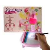 Projetor Para Desenho Infantil Mesa Pintura Girafa Rosa