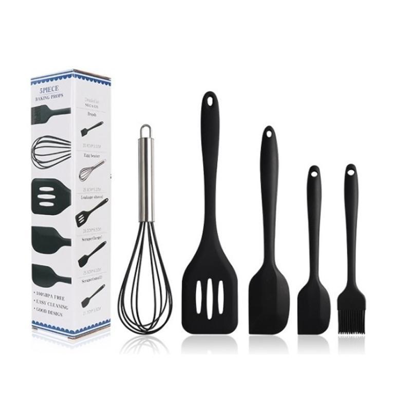 Kit 5 Peças Jogo De Utensilios De Cozinha Com De Silicone