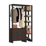 Guarda Roupa Closet 2 Peças com 1 Cabideiro 3 Gavetas e 7 Nichos Yes Nova Mobile Grafite Intenso