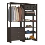 Guarda Roupa Closet 2 Peças com 1 Cabideiro 3 Gavetas e 7 Nichos Yes Nova Mobile Grafite Intenso