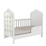 Berço Mini Cama com Capitonê Elô Peroba Móveis Branco BrilhoCorino Branco