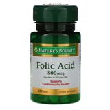 Ácido Fólico, 800mg, 250 Comprimidos, Natures Bounty