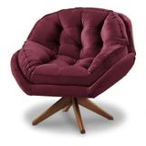 Poltrona Decorativa Califórnia Giratória Suede Bordo - Fm