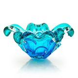 Centro De Mesa Cristal Murano Azul E Verde São Marcos 25cm