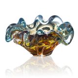 Centro De Mesa Cristal Murano Azul E Âmbar São Marcos 14cm