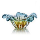 Centro De Mesa Cristal Murano Verde E Âmbar São Marcos 26cm