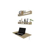 Kit com 1 Mesa Dobrável e 2 Prateleiras  Bramov Móveis Carvalho Mel