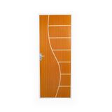 KIt Porta de Madeira Decorada 215x85cm com Batente de Aço 06cm Cantareira MGM Mogno