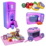 Kit Cozinha Infantil Menina Brinquedo Mercadinho Fogão 33pç