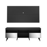 Rack Com Painel Retrô Com Espelho Para Tv Até 65´´ Flórida Fg3138 Preto