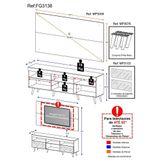 Rack Com Painel Retrô Com Espelho Para Tv Até 65´´ Flórida Fg3138 Madeirado/preto
