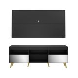 Rack Com Painel Retrô Com Espelho Para Tv Até 65´´ Flórida Fg3138 Preto/natural