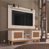 Rack Com Painel Para Tv Até 60 Polegadas Retrô Safira Versátile Casa D Off White/noce