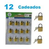 12 Peças Cadeado Pequeno 20mm Cartela Cadeado Glory