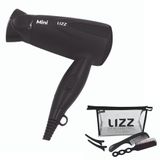 Mini Secador Dobrável Bivolt Preto Com Kit Viagem Lizz