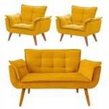 Conjunto De Poltronas Opalas 1 Namoradeira Amarela