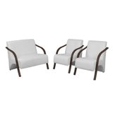 Conjunto Poltronas Vênus Braço Madeira Dsalla Courino Branco