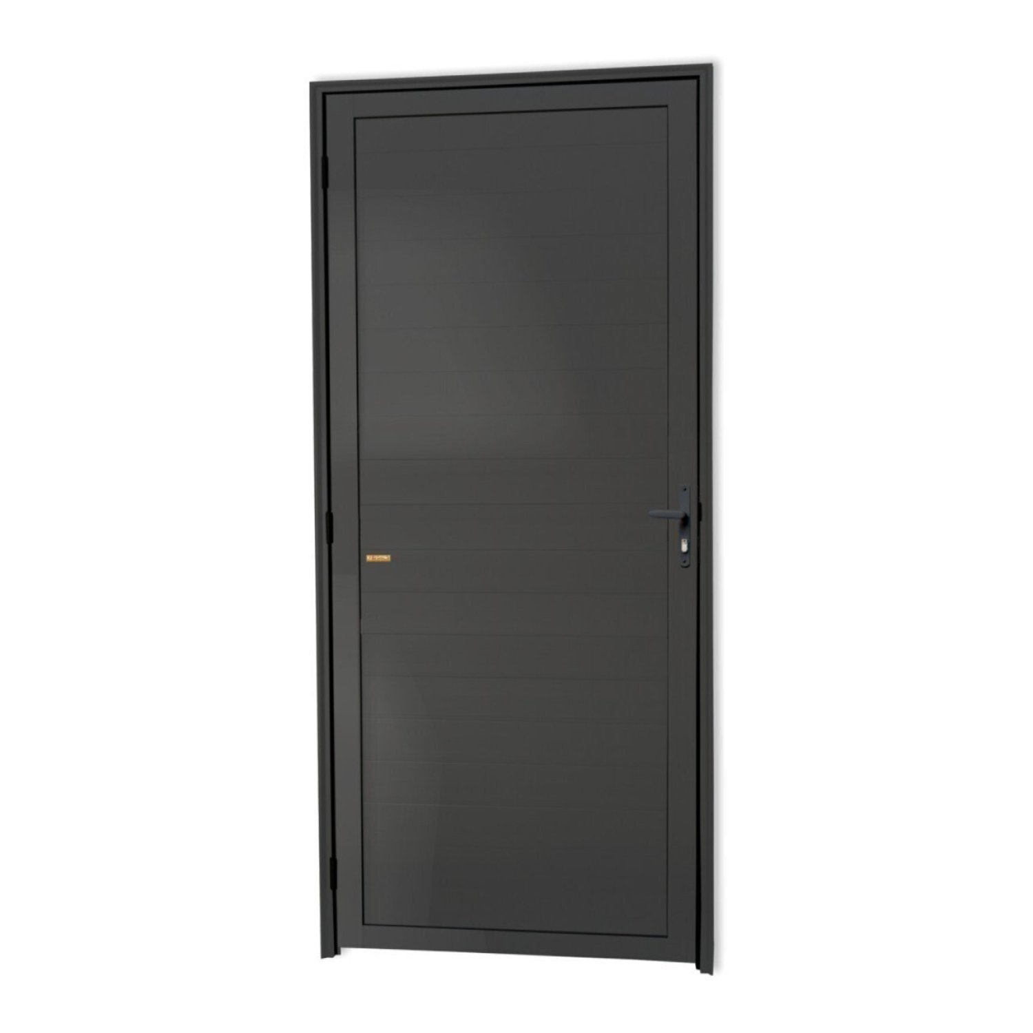 Porta De Alumínio Lambril Super 210cm X 80cm Brimak Cinza