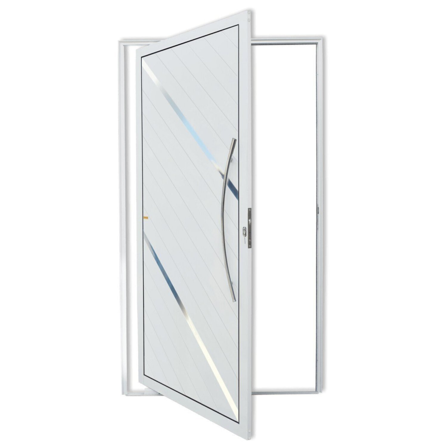 Porta De Alumínio Pivotante Lambril 210x120cm Com Puxador Duna Super Brimak Branco