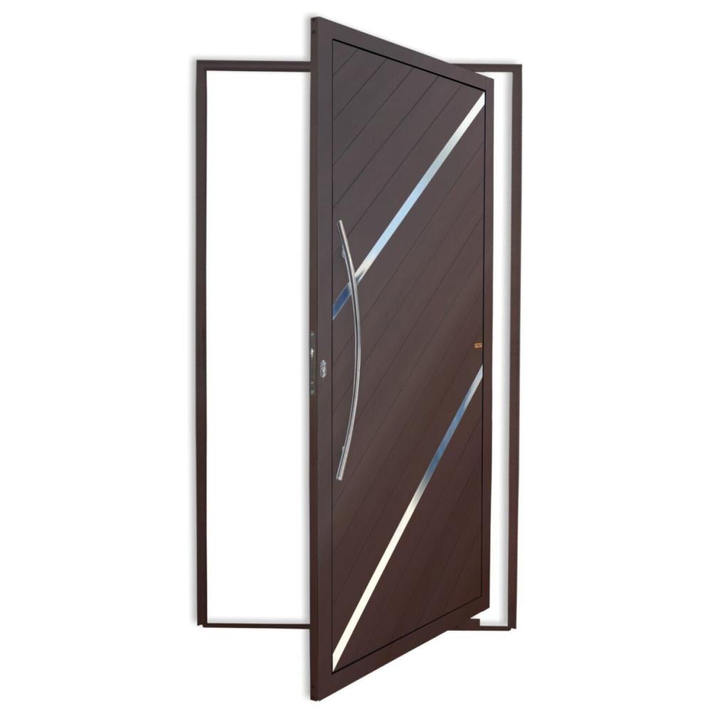 Porta de Alumínio Pivotante Lambril 210x120cm com Puxador Super Corten Duna Brimak Corten