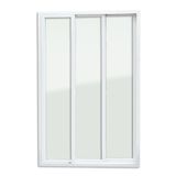 Porta de PVC de Correr 210x240cm Com 3 Folhas e Vidro liso Temperado ITEC Brimak Branco