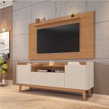 Rack Com Painel Para Tv Até 60 Polegadas Retrô Adria Esmeralda Casa D Off White/noce