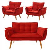 Conjunto De Poltronas Opalas 1 Namoradeira Vermelha