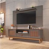 Rack Com Painel Para Tv Até 60 Polegadas Retrô Esmeralda Versátile Casa D Cinza Perola/noce