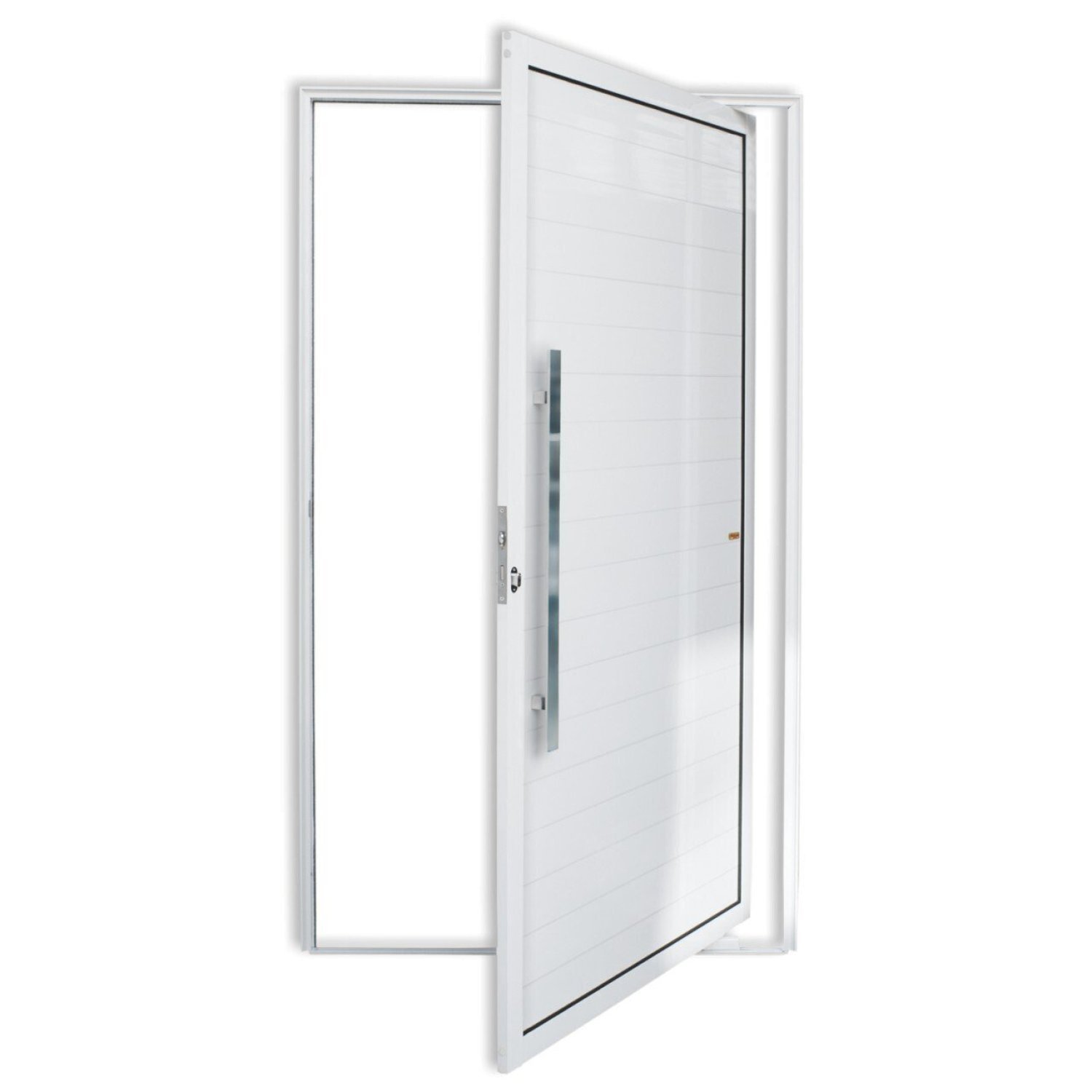 Porta De Alumínio Pivotante Lambril 210x120cm Com Puxador Super Brimak Branco