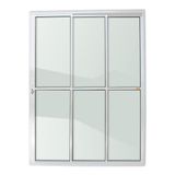 Porta de Alumínio de Correr 210x120cm 3 Folhas 1/3 com Vidro Liso Anodizado Super Brilhante Brimak Branco