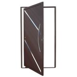 Porta de Alumínio Pivotante Lambril 210x120cm com Puxador Super Corten Duna Brimak Corten