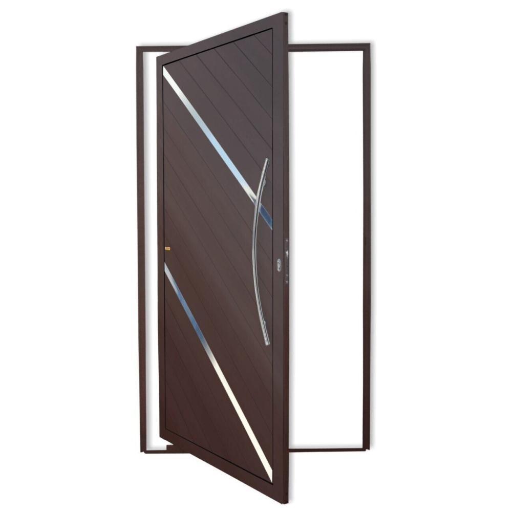 Porta de Alumínio Pivotante Lambril 210x120cm com Puxador Super Corten Duna Brimak Corten