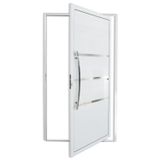 Porta De Alumínio Pivotante Lambri 210x120cm Com Puxador Evolution Super Brimak Branco