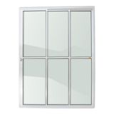 Porta de Alumínio de Correr 210x180cm 3 Folhas 1/3 com Vidro Liso Anodizado Super Brilhante Brimak Branco