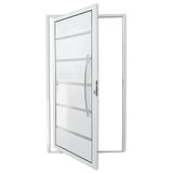 Porta de Alumínio Pivotante Lambri 210x120cm com Puxador Premium Super Brimak Branco