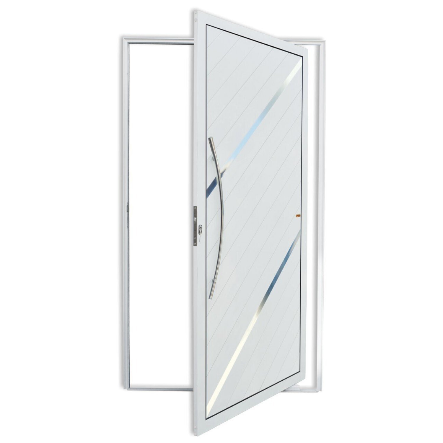 Porta De Alumínio Pivotante Lambril 210x120cm Com Puxador Duna Super Brimak Branco