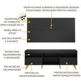 Rack Retrô Com Painel E Suporte Para Tv Até 65´´ Flórida Fg3134 Preto/natural