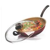 Frigideira Wok Duralar Antiaderente 28cm Tampa De Vidro 4,5l