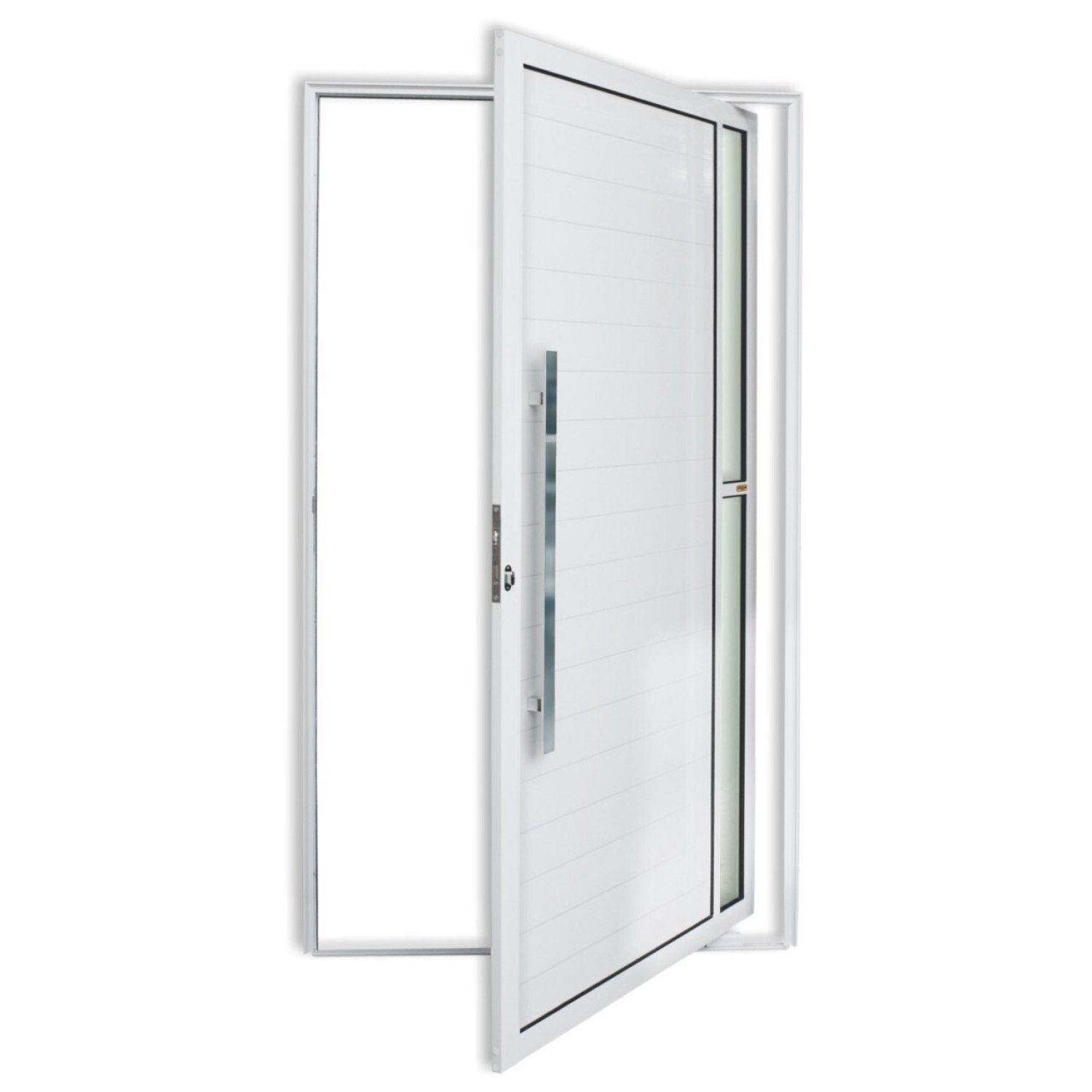 Porta De Alumínio Pivotante Lambril 210x120cm Com Puxador Visione Super Brimak Branco