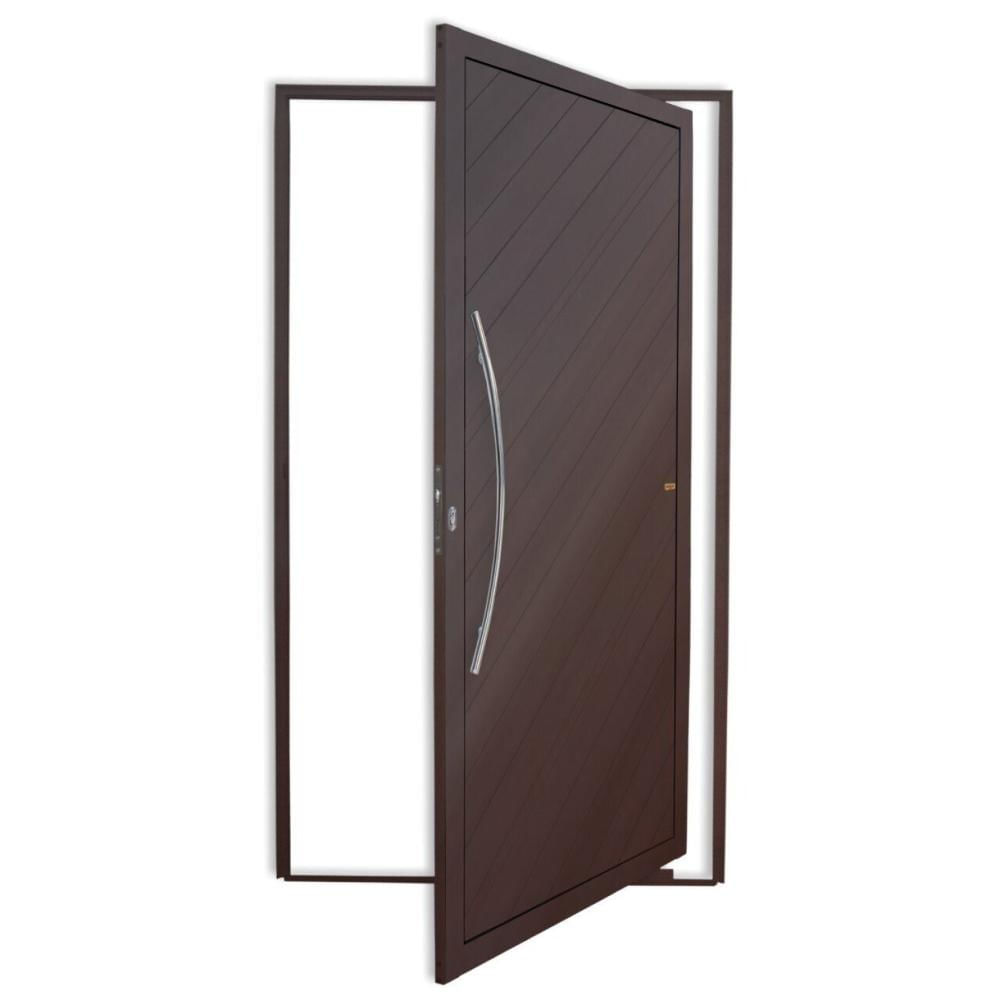 Porta de Alumínio Pivotante Lambril 210x120cm com Puxador Super Corten Savana Brimak Corten