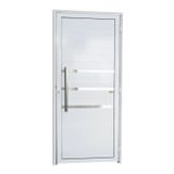 Porta De Alumínio Lambri 210x80cm Com Friso E Puxador Super Brimak Branco