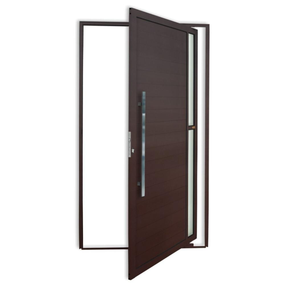 Porta de Alumínio Pivotante Lambril 210x120cm com Puxador Corten Super Visione Brimak Corten