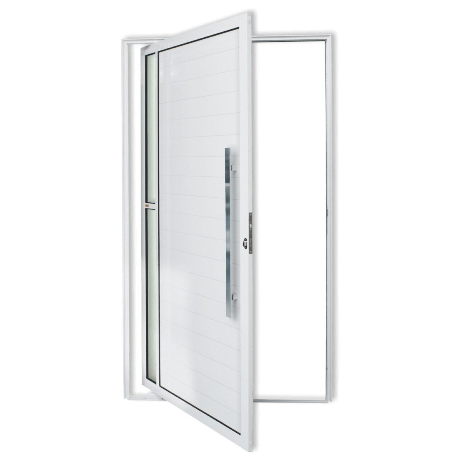 Porta De Alumínio Pivotante Lambril 210x120cm Com Puxador Visione Super Brimak Branco