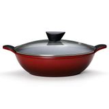 Frigideira Wok - 28 Cm - Tampa De Vidro - Alças De Alumínio