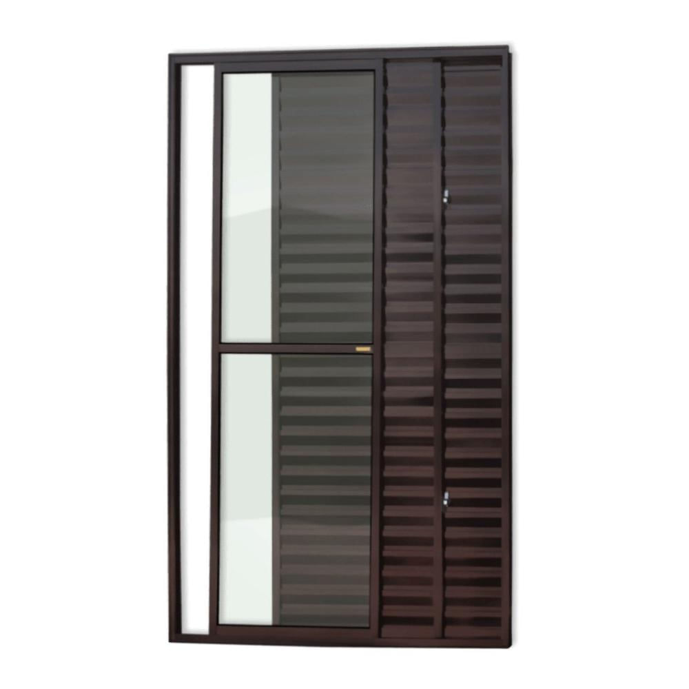 Porta de Alumínio Balcão 210x120cm 3 Folhas com Vidro Liso Corten Super Brimak Corten