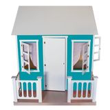 Casinha De Brinquedo Com Cercado E Cortinas Azul/branco