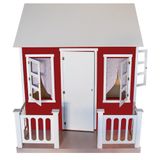 Casinha De Brinquedo Com Cercado E Cortinas Vermelho/branco