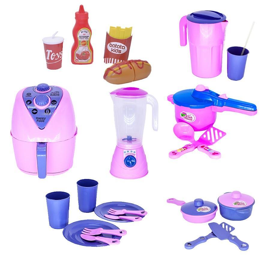 Brinquedo Menina Cozinha Infantil Comidinhas Air Fryer 24pç